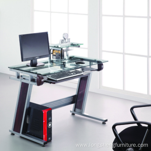 Metal Glass Gaming Computer Desk Attached